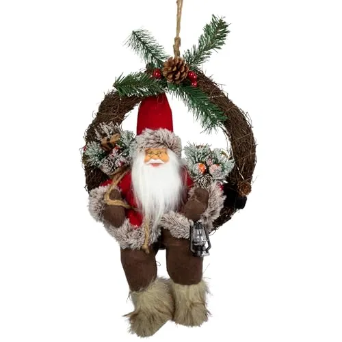 Christmas Paradise LED Türkranz mit Weihnachtsmann 30cm - Weihnachten Kränze – 30cm großer Kranz mit LED-Beleuchtung und Timerfunktion, ideal für festliche Akzente in jedem Raum.