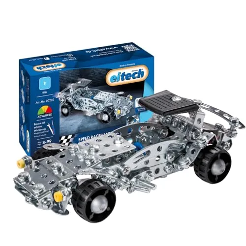 Eitech Speed Racer - Modell 1, 00230 Metallbaukasten - Metallbaukasten mit 260 Teilen für den Bau eines beeindruckenden Modellautos. Fördert Kreativität und Feinmotorik, ideal für Kinder ab 8 Jahren.