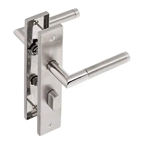 Langschild Core | WC/Bad | V2A Edelstahl matt | festdrehbar gelagert & Rückholfeder (Rechts)