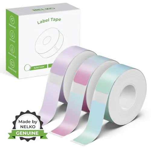 NELKO Original P21 Etikettenband-Ersatz, adaptiertes Etikettendruckpapier, 14 x 40 mm, Standard-laminiertes Büro-Etikettierband, Mehrzweck-Etikettierband, P21, 180 Bänder/Rolle, 3 Rollen