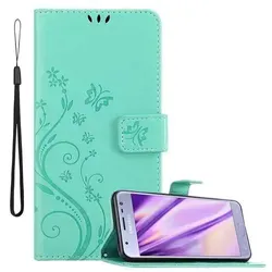 Cadorabo Hülle für Samsung Galaxy J3 2017 Schutz Hülle in Türkis Schutzhülle Handy Hülle Etui Case Blumen Flower