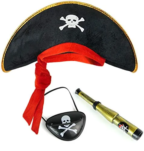 Balinco Piratenset für Kinder bestehend aus Piratenhut + Augenklappe + Fernrohr