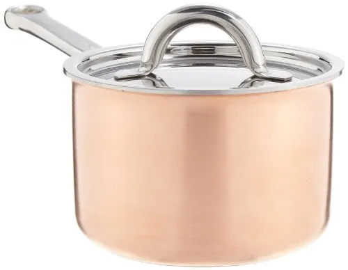 Schulte-Ufer Stieltopf De Luxe i 16 cm - Hochwertiger Edelstahl-Kochtopf mit brillianter Kupferbeschichtung und praktischer Innenskalierung. Ideal für energiesparendes Kochen auf allen Herdarten, inklusive Induktion.