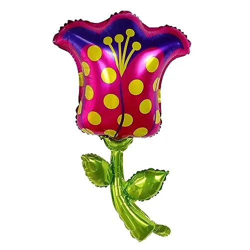 Folienballon in Blumenform, Tulpe in Pink, ca. 40 cm, ideal für Luftbefüllung