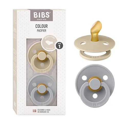 BIBS Colour Schnuller 2er-Pack, BPA-frei Schnuller, Kiefergerechte Form. Naturka
