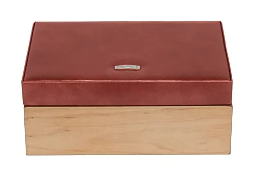 WINDROSE Schmuckkoffer Wood – Elegante Schmuckschatulle - Großzügige Schmuckschatulle mit edler Optik. Ideal für die Aufbewahrung von Ringen und Ketten. Mit Spiegel und durchdachten Fächern für optimale Organisation.