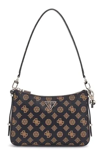 Guess Eco Schultertasche 24cm - Mocha Logo - Damentaschen mit stylishen Bodennägeln und praktischem Reißverschluss, perfekt für den Alltag oder besondere Anlässe.
