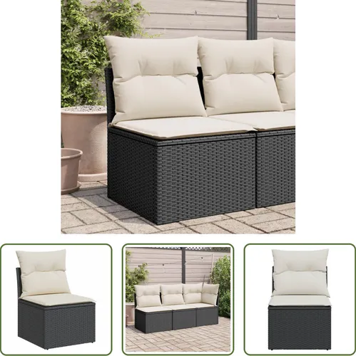 The Living Store Gartensofa ohne Armlehnen mit Kissen Schwarz