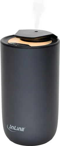 InLine Aroma Diffuser Home & Car - Wasserlos & Akku - Erleben Sie reines Aroma ohne Wasser! Der InLine Aroma Diffuser bietet kabellosen Genuss für Zuhause und im Auto. Mit stimmungsvollem Ambientelicht und drei Intensitätsstufen für individuellen Duft. Edles Aluminiumdesign in Titangrau.