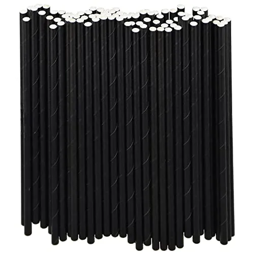 Stück schwarze Papiertrinkhalme, 19,7x0,6cm