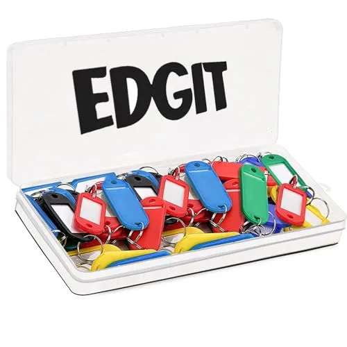 EDGIT Buntes Beschriftbares Schlüsselanhänger -Set - 50 Stück Schlüsselmarkierer & Schlüsselschilder zum Beschriften mit wasserfester Beschriftung, Ideal für Organisation & Kennzeichnung