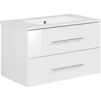 Mid.you Waschtischkombi - 82 cm, Weiß, 2 Schubladen - Moderne Waschtischkombi (82 cm) mit 2 Soft-Close-Schubladen, hängend montierbar und stilvolles Design in Weiß für ein elegantes Badezimmer.