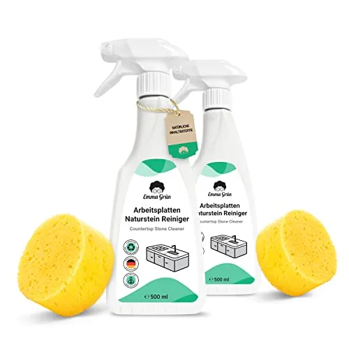 Emma Grün® Natürlicher Marmorreiniger 2x 500ml - Bodenreiniger für Naturstein, reinigt und pflegt effektiv ohne schädliche Inhaltsstoffe – 100% Made in Germany.