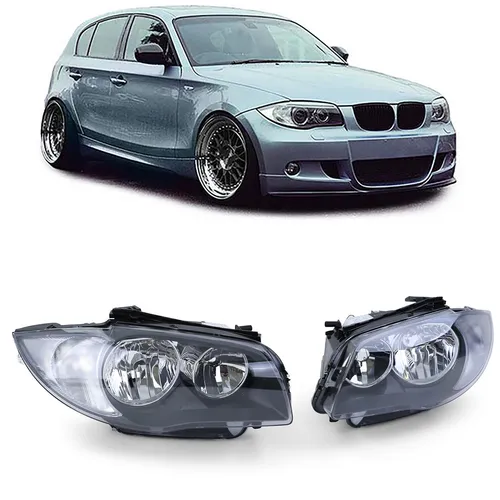 Schwarze Scheinwerfer H7 für BMW E81 E82 E87 E88 - Frontscheinwerfer mit Halogen-Technologie, bieten optimale Sicht und stylisches Design für Ihr BMW Modell ab 04.