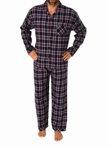 NORMANN-Wäschefabrik Herren Flanell Schlafanzug Langarm Pyjama - Navy, Größe:54 - Kuscheliger langärmliger Schlafanzug aus hochwertigem Flanell, ideal für kalte Nächte. Mit durchknöpfbarem Design und elegantem Karo-Muster bietet er höchsten Tragekomfort. Pflegeleicht bei 40 Grad, perfekt für entspannte Tage und Nächte.