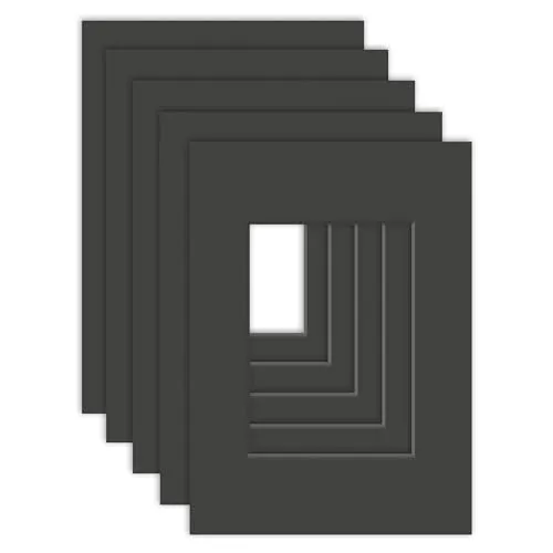 DEHA Design Passepartout (5er Set) Karton 21x29,7 cm (DIN A4) für Bilder im Format 13x18 cm, Schwarz