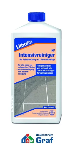 LITHOFIN KF Intensivreiniger für Feinsteinzeug und Keramikbeläge 1,0 L - Flüssigreiniger für intensive Reinigung, hochkonzentriert und ideal für Feinsteinzeug und Keramikbeläge