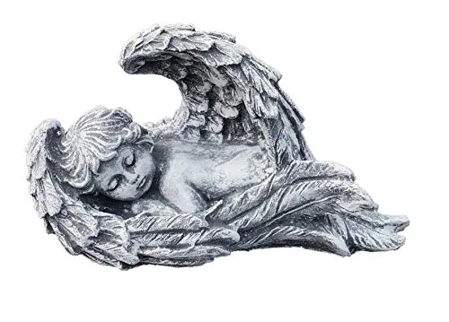 stoneandstyle Steinfigur Engel im Flügel Grabschmuck frostfest wetterfest