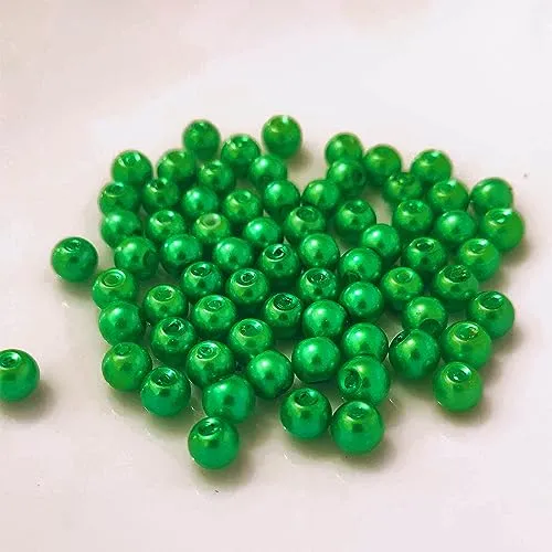 Kopper-24 (6 mm/Grün) Glasperlen - Bastelperlen aus Glas rund - 30 Farben mit Loch Perlen zum Basteln auffädeln Armbänder Traumfänger bunt Set DIY mini kleine große Kinder Bastelperlen Schmuck