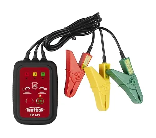 Testboy Drehfeldmessgerät TV 411 - Messgerät für die berührungslose Bestimmung der Drehrichtung mit integriertem Rotationstester und LED-Anzeige der Phasenspannungen. Ideal für sicheres Arbeiten bis CAT III 600V.