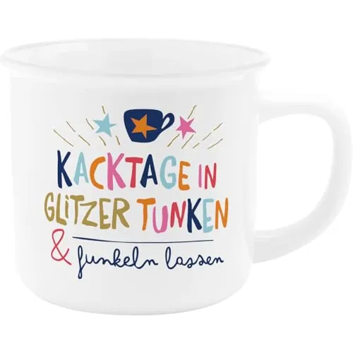 H:) PPY life Tasse mit Motiv Funkeln | Kaffeetasse aus Porzellan, 35 cl, Höhe 8,4 cm, Tasse mit Spruch, in Geschenk-Banderole | Geschenk zum Geburtstag | 74439