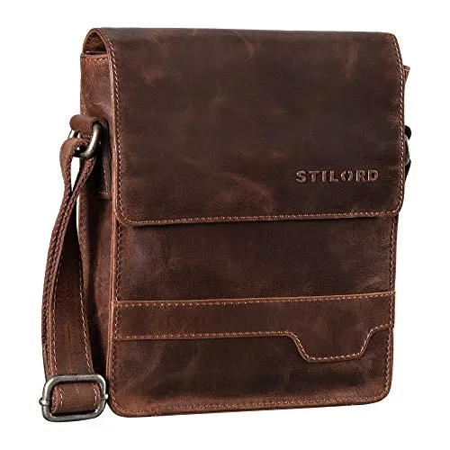 STILORD 'Sven' Herrenhandtasche - Kleine Leder Umhängetasche für Männer - Messenger-Bag aus echtem Rindsleder, ideal für Tablets bis 8 Zoll. Zeitloses Design trifft auf Funktionalität – perfekt für den modernen Mann!