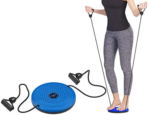 PEARL Sports Taillentwister Übungen: Fitness Twisting Disk mit Expander für Bauch, Taille & Arme, Ø 24,5 cm (Twister Scheibe, Taille Twister Übungen, Vibrationsplatte)