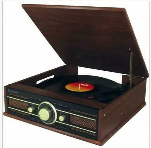 Soundmaster PL550BR - Stereo Plattenspieler mit Radio und USB - Plattenspieler mit FM Radio, USB-Encoding und Kopfhöreranschluss. Perfekt für Vinyl-Liebhaber, die ihre Musik digitalisieren möchten!