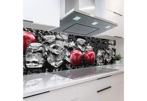 Rodnik Küchenrückwand mit Eiswürfeln und Kirschen - DELUXE ABS-Kunststoff - Küchenrückwand in DELUXE Qualität, UV- und feuchtigkeitsresistent, kratzfest und hitzebeständig, ideal für eine stilvolle Küchengestaltung.
