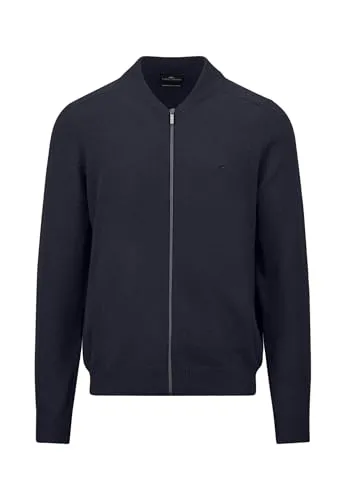 FYNCH-HATTON Strickjacke aus Baumwolle mit Reißverschluss und Stehkragen Navy - XXL - Strickjacke für Herren, aus atmungsaktiver Baumwolle, bietet hohen Tragekomfort und stilvolle Wärme für jede Gelegenheit.