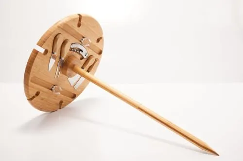 Hausleben Luxus Käsebrett & Wein-Tablett aus Bambus – Servierplatte mit integriertem Messer-Set – Perfekt für Käse, Snacks & Frühstück – Runde Bambusplatte Ø 32,5 cm, Höhe 54 cm