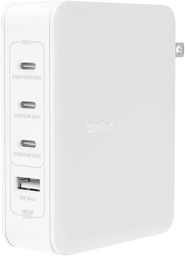 BELKIN BoostCharge Pro Ladegerät (140W) – Universelles Ladegerät - Universal-Netzteil mit 140W Leistung, ideal zum gleichzeitigen Laden eines Laptops und dreier weiterer Geräte dank drei USB-C PD-Anschlüssen für schnelles Laden.