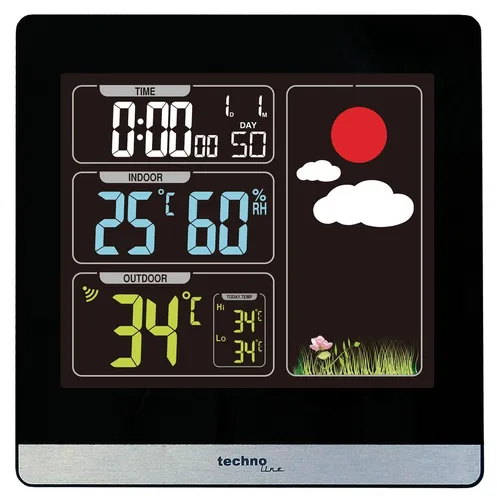 WS6448 Wetterstation mit farbigem Display - DCF-77 Funkuhr, präzise Wettervorhersage und ideal für Gartenliebhaber