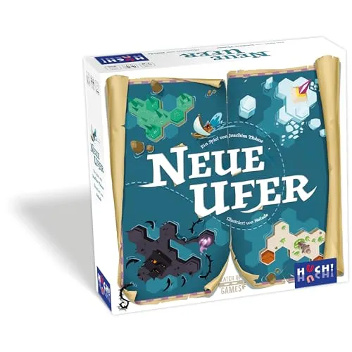 HUCH!, Neue Ufer, Gesellschaftsspiel, Entdecke die geheimnisvollen Inseln der Alten Völker, Spannendes Abenteuer für Entdecker und Strategen, Für 1-5 Spieler ab 8 Jahren