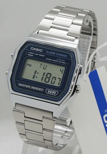 Casio Vintage Retro Digital Armbanduhr A158WEA-2EF - Stylische digitale Armbanduhr aus Edelstahl mit Alarm, Stoppuhr und Tages-/Datumsanzeige für den modernen Retro-Look.