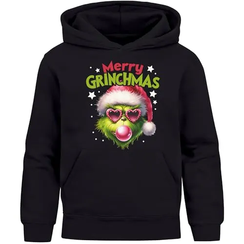 MoonWorks® Kinder Hoodie Merry Grinchmas - Witziger Kinder-Hoodie mit „Merry Grinchmas“-Motiv, ideal für die Weihnachtszeit. Weiches Material und praktische Kapuze sorgen für hohen Tragekomfort – perfekt für kleine Grinch-Fans!