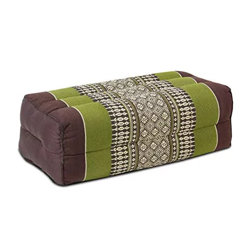 Oriental Galerie Thaikissen Nackenkissen Kopfkissen Kissen Kapokkissen Thai-Motiv ca. 35 x 19 x 13 cm Baumwolle Kapok Braun Grün KB4