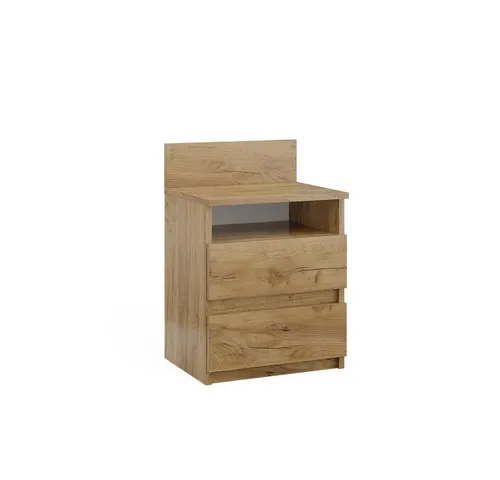 Vicco Nachtschrank Monty – Goldkraft Eiche, 39.6 x 59.1 cm - Nachtschrank in Goldkraft Eiche mit 2 Schubladen und 4 Fächern. Ideal für zusätzlichen Stauraum und stilvolle Akzente im Schlafzimmer.