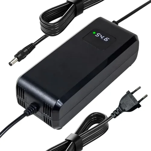 YANGZIDIANYUAN 48v Lithium-Batterie-Ladegerät für E-Bike Elektroroller DC1 Loch 5.5 * 2.1mm Stecker, 54.6v 4a Netzteil mit eingebautem Lüfter, mit Anzeige der aktuellen Ladespannung