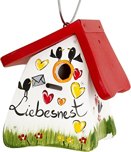 Vogelvilla Liebesnest weiß, handbemalt & wetterfest in weiß von Vogelvilla