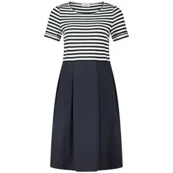 Robe Légère Freizeitkleid Damen Baumwolle blau gestreift - Freizeitkleid für Damen, mit gestreiftem Oberteil und Popeline-Rockteil – ideal für entspannte Sommertage mit maritimem Flair.