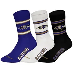 NFL Unisex Socken, 3er Pack - NFL Teams, 3Pack Crew Socks, Football, Logo, Baumwollmischung Baltimore Ravens 39-42