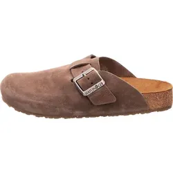 HAFLINGER Porto Clog aus Leder mit Gummisohle - Hausschuhe mit optimalem Tragekomfort dank weichem Innenleder und rutschfester Gummisohle, ideal für drinnen und draußen.