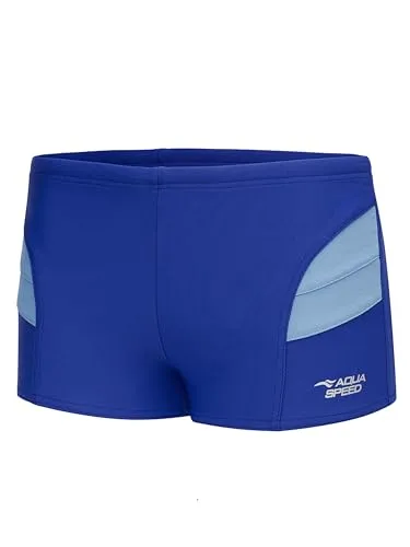Aqua Speed Andy Jungen Badehose | Modern UV-Schutz | Chlorresistent | Kordelzug, Größe: 122 cm, Blau/Hellblau