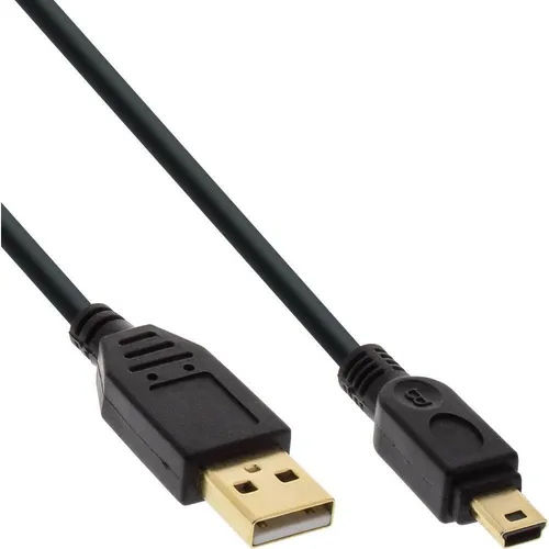 InLine® USB 2.0 Mini-Kabel, USB A ST/ Mini-B ST (5pol.) Schwarz, 2m (31820P)