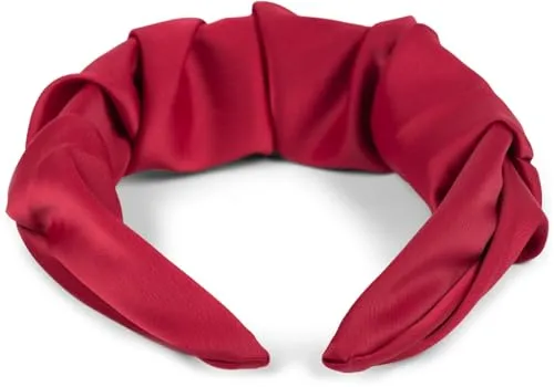 styleBREAKER Damen Haarreif mit schimmernder geflochtener Oberfläche in Rüschen Optik, Haarband, Haarschmuck 04027035, Farbe:Bordeaux-Rot