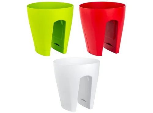 Engelland Blumentopf Geländertopf mit Wasserauffangschalen – 3er Set, 9 Liter - Praktische Geländertöpfe für Garten und Balkon. Einfaches Aufhängen ohne Montage, UV-beständig und wetterfest. Mit Wasserauffangschalen für sauberen Einsatz. Ideal für eckige und runde Geländer bis 8 cm Dicke.