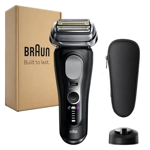 Braun Series 9 PRO+ Elektrorasierer Herren, 5+1 Ultradünne Präzisionsklingen, Pro-SensoAdapt, Rasierapparat mit 60 Min. Akku, Ladeständer, Nass- und Trockenrasierer Made in Germany, 9610si, Schwarz