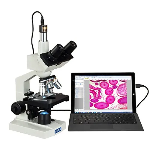 AmScope M83EZ-C13S OMAX 40X-2500X LED Digital Trinocular Lab Compound-Mikroskop mit 1,3 MP Kamera und mechanischem Tisch