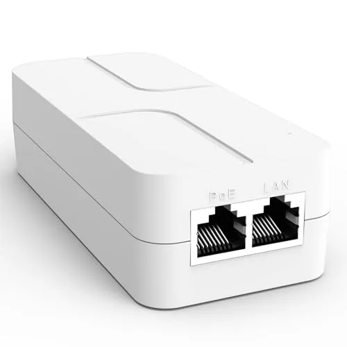 YuanLey 2.5G PoE Injector 30W, PoE+ Injektor für Nicht-PoE zu PoE+, 52V IEEE 802.3at/af, 10/100/1000/2500Mbps Ethernet Adapter, Plug & Play, Power Over Ethernet bis 100m